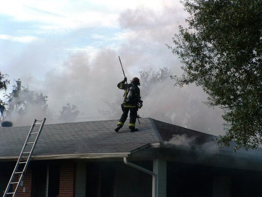 On the Roof of the Druid Circle House Fire